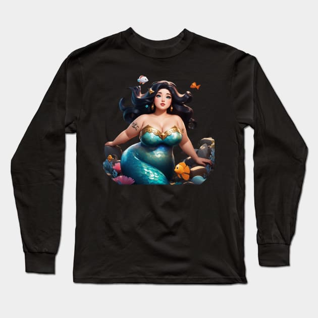 Plus Size Mermaid Beauty Queen Long Sleeve T-Shirt by MGRCLimon